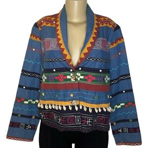 Vintage Minnie's Closet Abstract Denim Cropped Jacket